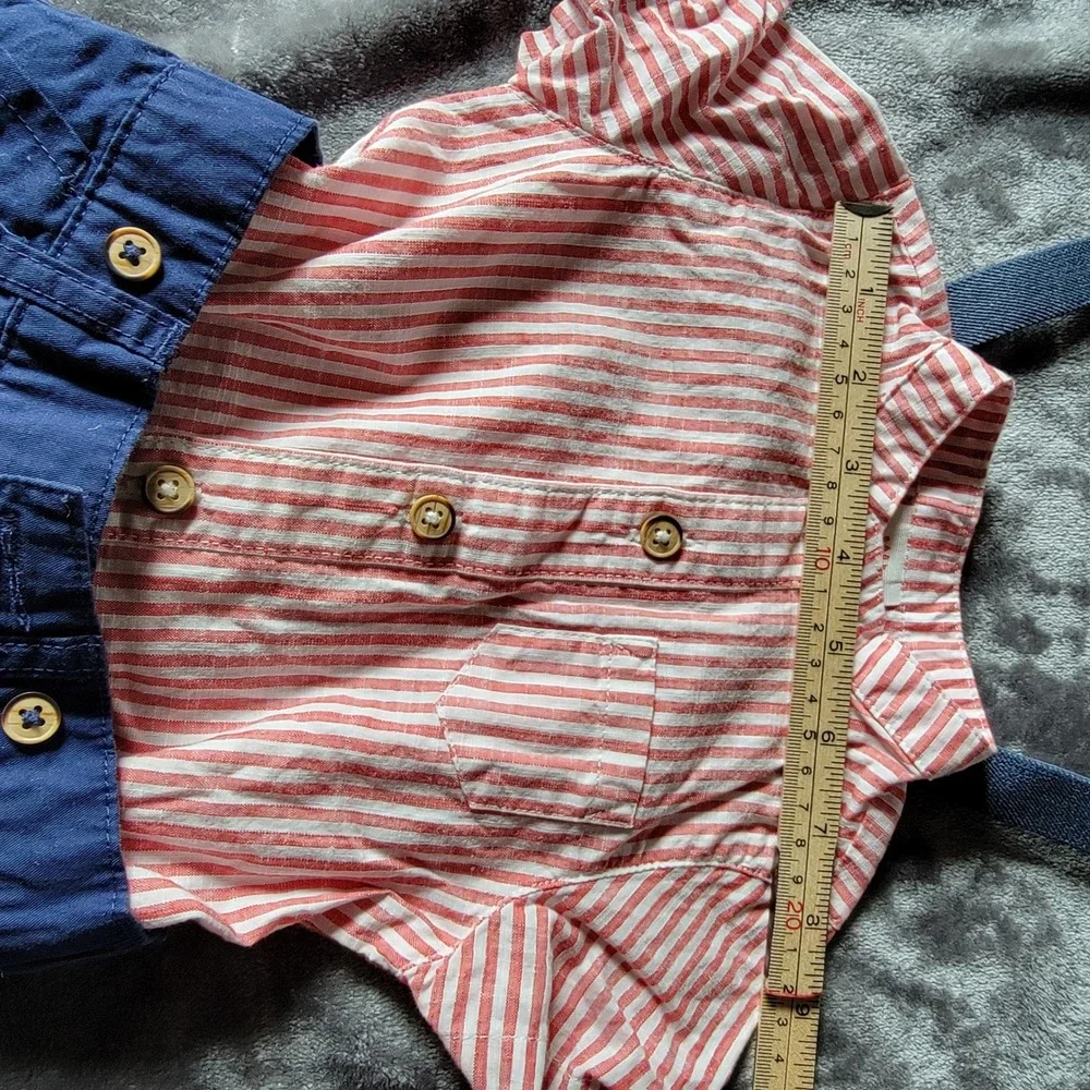 Cat & Jack Short Set Baby 12M Red White Navy LNWT Suspender Bodysuit 733